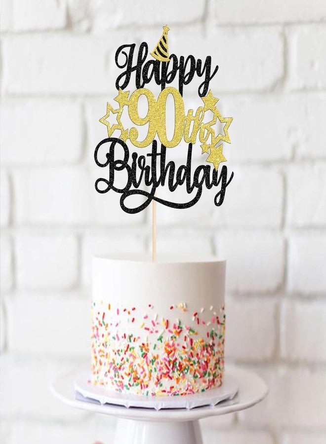 Confetti! Glittering 90th Birthday Cake Topper with Star Hat - Cheers to 90 Years! Fabulous Cake Decorations for Elders 90th Birthday & Anniversary Party Supply - Image 2